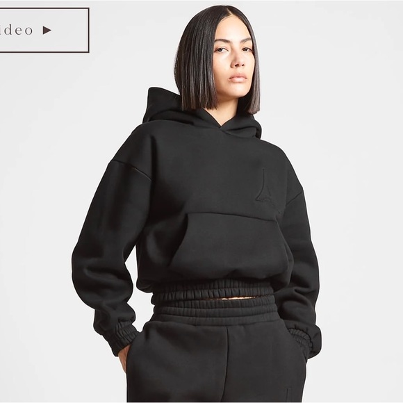 Maniere de Voire cropped chocolate brown hoodie - Picture 1 of 4